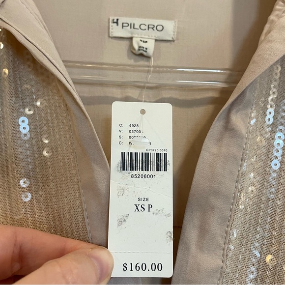 Anthropologie’s Pilcro Longsleeve Sequin Mini Shirt Dress in Ivory - New! - Picture 7 of 8